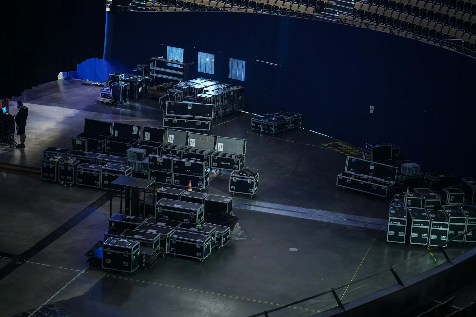 Professional backstage logistics setup for a major event
