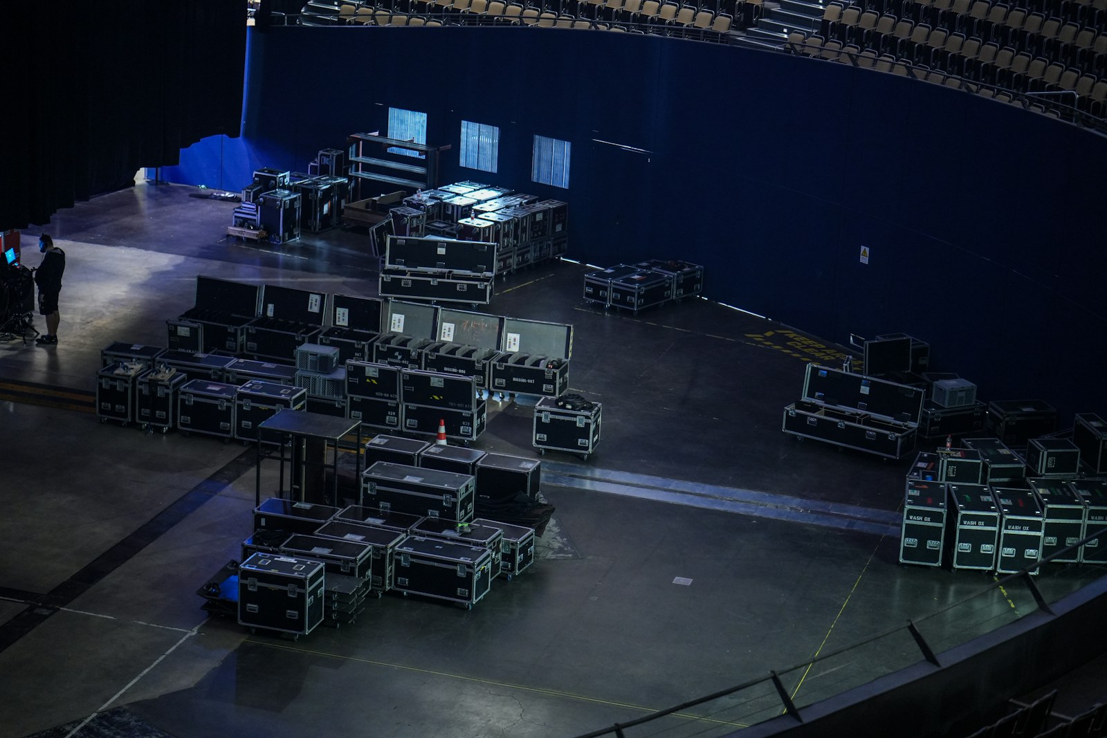 Professional backstage logistics setup for a major event