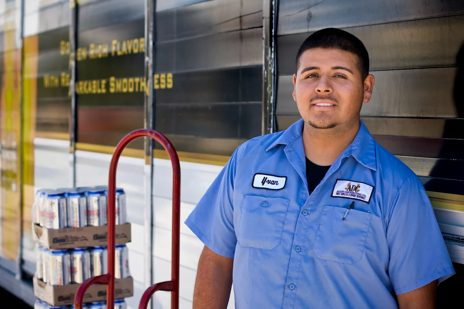 Professional logistics worker ready to assist with shipping
