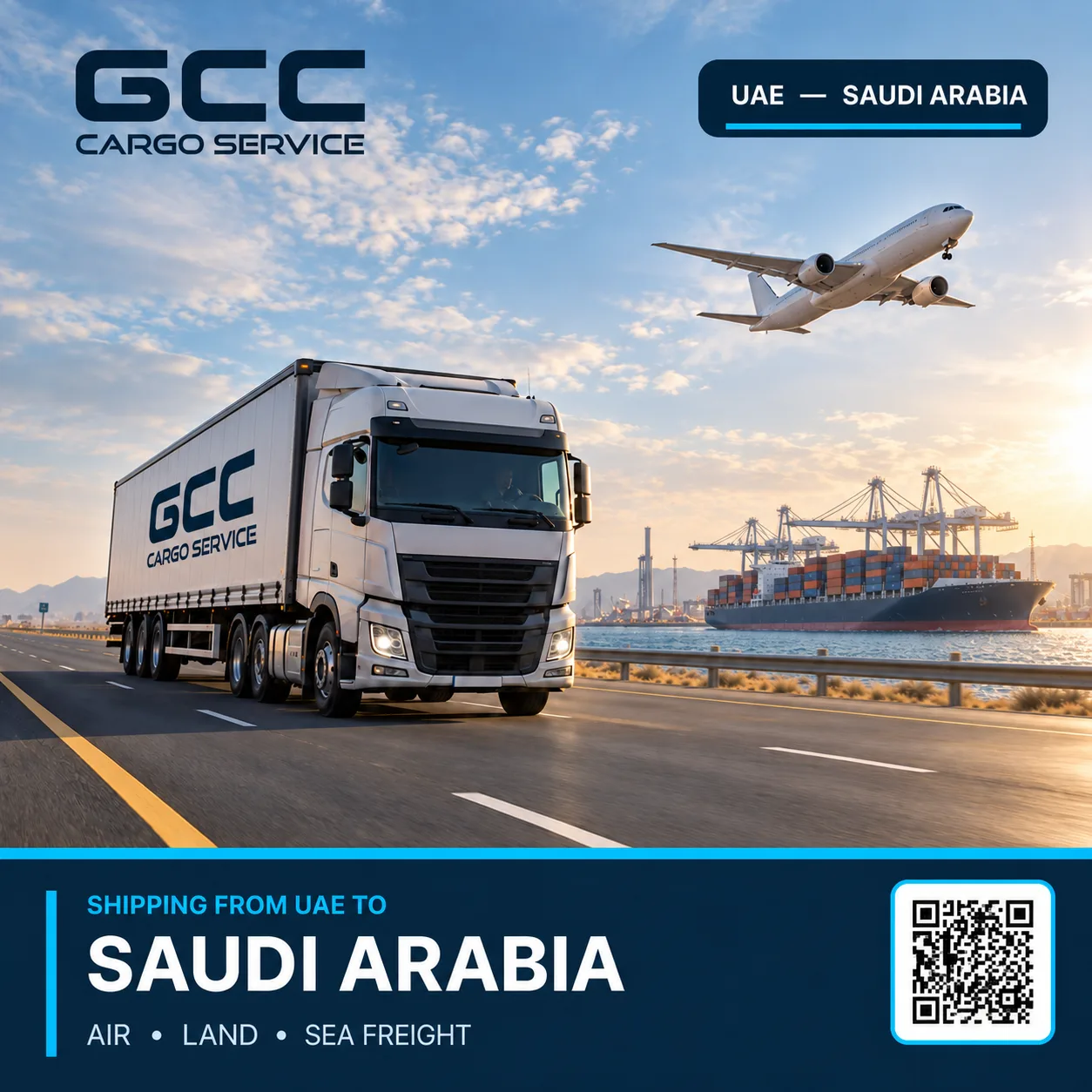 Air, land and sea freight from the UAE to Saudi Arabia by GCC Cargo Service